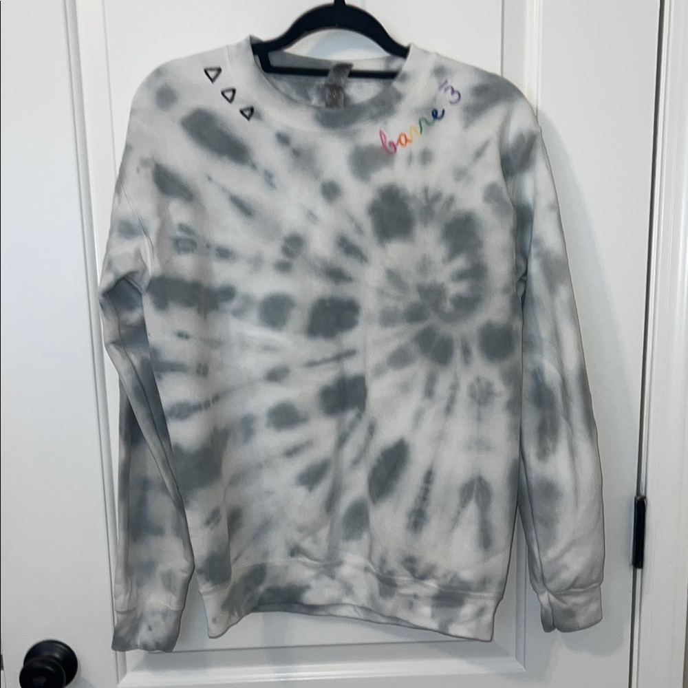 Custom tie dye and embroidered Barre3 sweatshirt